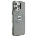 Karl Lagerfeld KLHMP16XHLSKIK Black Hardcase IML Metal Karl Head MagSafe Kryt iPhone 16 Pro Max