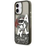 Karl Lagerfeld Liquid Glitter Choupette Logo MagSafe Black Kryt iPhone 17