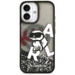 Karl Lagerfeld Liquid Glitter Choupette Logo MagSafe Black Kryt iPhone 17