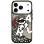 Karl Lagerfeld Liquid Glitter Choupette Logo MagSafe Black Kryt iPhone 17 Pro
