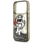 Karl Lagerfeld Liquid Glitter Choupette Logo MagSafe Black Kryt iPhone 17 Pro