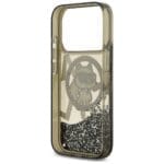Karl Lagerfeld Liquid Glitter Choupette Logo MagSafe Black Kryt iPhone 17 Pro