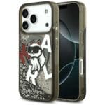 Karl Lagerfeld Liquid Glitter Choupette Logo MagSafe Black Kryt iPhone 17 Pro Max