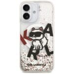 Karl Lagerfeld Liquid Glitter Choupette Logo MagSafe Clear Kryt iPhone 17