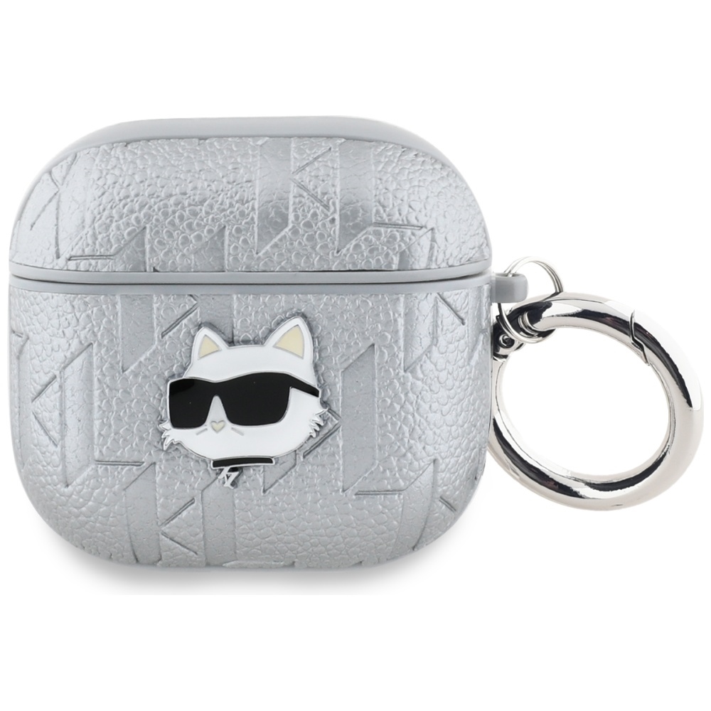 Karl Lagerfeld Monogram Choupette Head Silver Kryt AirPods 4