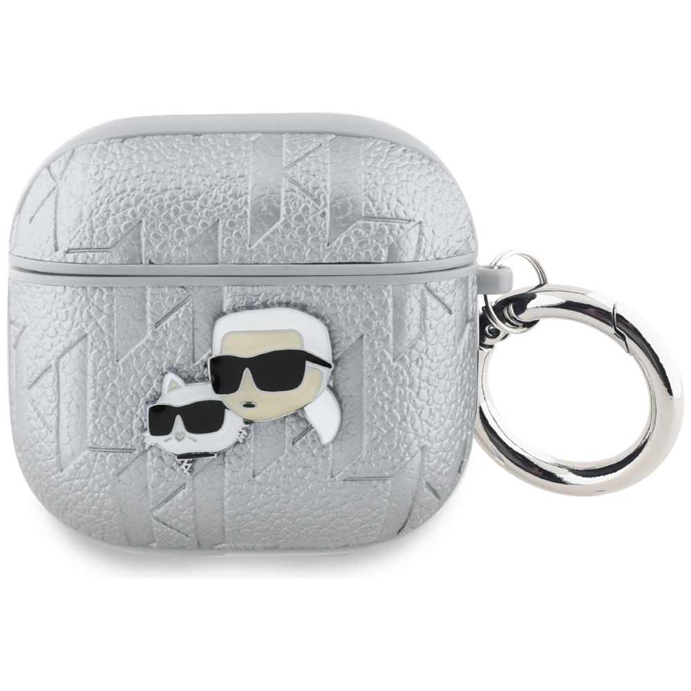 Karl Lagerfeld Monogram Karl & Choupette Head Silver Kryt AirPods 4
