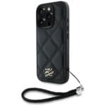 Karl Lagerfeld Quilted Initial Logo & Chain Strap Black Kryt iPhone 16 Pro