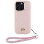 Karl Lagerfeld Quilted Initial Logo & Chain Strap Pink Kryt iPhone 16 Pro
