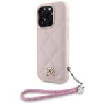 Karl Lagerfeld Quilted Initial Logo & Chain Strap Pink Kryt iPhone 16 Pro