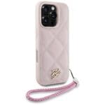 Karl Lagerfeld Quilted Initial Logo & Chain Strap Pink Kryt iPhone 16 Pro