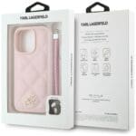 Karl Lagerfeld Quilted Initial Logo & Chain Strap Pink Kryt iPhone 16 Pro