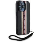 Karl Lagerfeld Saffiano Athleisure Stripes Cord Red Kryt iPhone 15 Pro