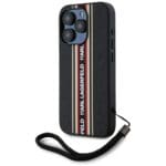 Karl Lagerfeld Saffiano Athleisure Stripes Cord Red Kryt iPhone 15 Pro Max