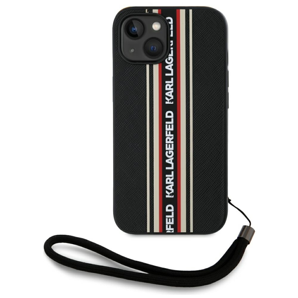 Karl Lagerfeld Saffiano Athleisure Stripes Cord Red Kryt iPhone 15