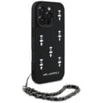 Karl Lagerfeld Saffiano Crystals w/Chain Black Kryt iPhone 16 Pro