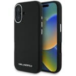 Karl Lagerfeld Saffiano Full Wrapped Elongated Metal Logo MagSafe Black Kryt iPhone 16