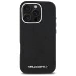 Karl Lagerfeld Saffiano Full Wrapped Elongated Metal Logo MagSafe Black Kryt iPhone 16 Pro