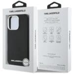 Karl Lagerfeld Saffiano Full Wrapped Elongated Metal Logo MagSafe Black Kryt iPhone 16 Pro