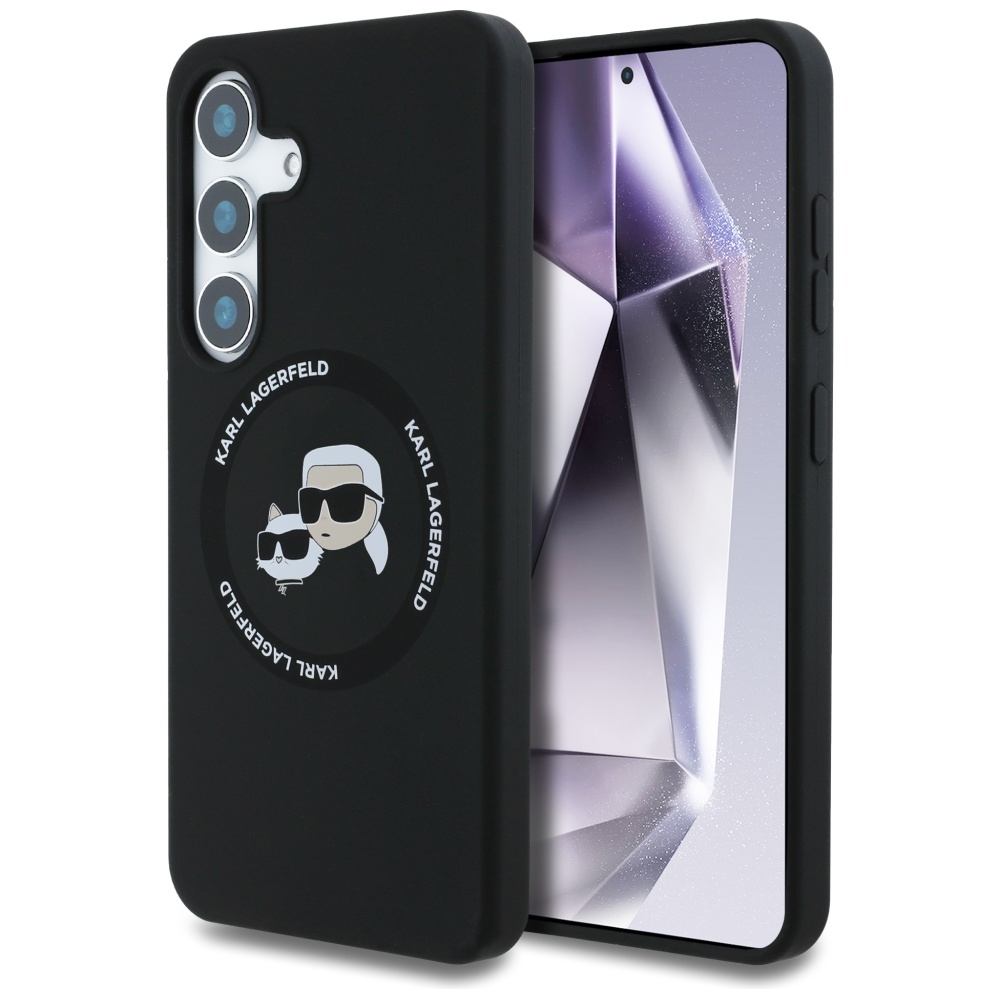 Karl Lagerfeld Silicone Double Heads And Circle MagSafe Black Kryt Samsung Galaxy S25