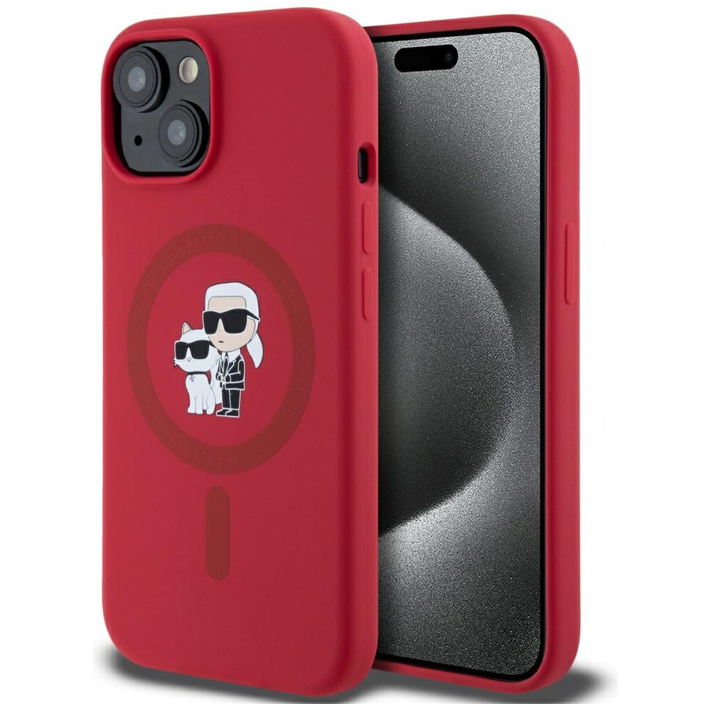 Karl Lagerfeld Silicone Karl&Choupette Heads Ring MagSafe Red Kryt iPhone 15