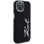 Karl Lagerfeld Silicone Metal Script Logo Black Kryt iPhone 15