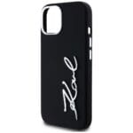 Karl Lagerfeld Silicone Metal Script Logo Black Kryt iPhone 15