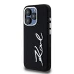 Karl Lagerfeld Silicone Metal Script Logo Black Kryt iPhone 15 Pro Max