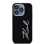 Karl Lagerfeld Silicone Metal Script Logo Black Kryt iPhone 15 Pro Max