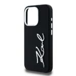 Karl Lagerfeld Silicone Metal Script Logo Black Kryt iPhone 15 Pro Max