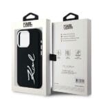 Karl Lagerfeld Silicone Metal Script Logo Black Kryt iPhone 15 Pro Max