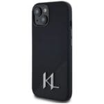 Karl Lagerfeld Silicone Shadow Metal Initial MagSafe Black Kryt iPhone 15