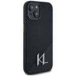 Karl Lagerfeld Silicone Shadow Metal Initial MagSafe Black Kryt iPhone 15