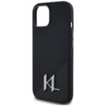 Karl Lagerfeld Silicone Shadow Metal Initial MagSafe Black Kryt iPhone 15