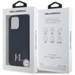 Karl Lagerfeld Silicone Shadow Metal Initial MagSafe Black Kryt iPhone 15 Pro Max