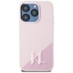 Karl Lagerfeld Silicone Shadow Metal Initial MagSafe Pink Kryt iPhone 15 Pro