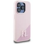 Karl Lagerfeld Silicone Shadow Metal Initial MagSafe Pink Kryt iPhone 15 Pro