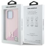 Karl Lagerfeld Silicone Shadow Metal Initial MagSafe Pink Kryt iPhone 15 Pro