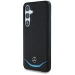 Mercedes Leather Contrasted Blue Horizontal Curve MagSafe Black Kryt Samsung Galaxy S25