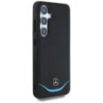 Mercedes Leather Contrasted Blue Horizontal Curve MagSafe Black Kryt Samsung Galaxy S25