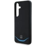 Mercedes Leather Contrasted Blue Horizontal Curve MagSafe Black Kryt Samsung Galaxy S25
