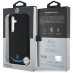 Mercedes Leather Contrasted Blue Horizontal Curve MagSafe Black Kryt Samsung Galaxy S25