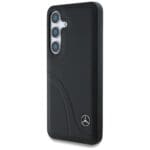 Mercedes Leather Curved Stitches Black Kryt Samsung Galaxy S25