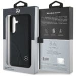 Mercedes Leather Curved Stitches Black Kryt Samsung Galaxy S25