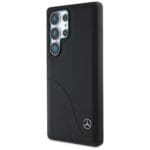 Mercedes Leather Curved Stitches Black Kryt Samsung Galaxy S25 Ultra