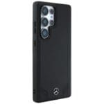 Mercedes Leather Curved Stitches Black Kryt Samsung Galaxy S25 Ultra