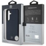 Mercedes Leather Debossed Lines MagSafe Blue Kryt Samsung Galaxy S25