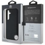 Mercedes Leather Horizontal Debossed Curves MagSafe Black Kryt Samsung Galaxy S25