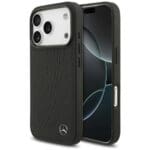 Mercedes Leather Large Laurel Leave MagSafe Black Kryt iPhone 17 Pro