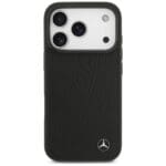 Mercedes Leather Large Laurel Leave MagSafe Black Kryt iPhone 17 Pro