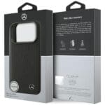 Mercedes Leather Large Laurel Leave MagSafe Black Kryt iPhone 17 Pro